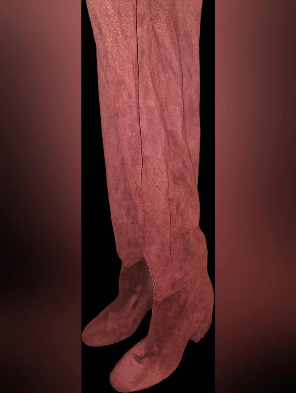 Aldo Over-the-Knee Suede Boots in Burgundy